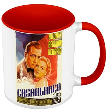 Tasse Farbe Premium Qualität rot – Casablanca Altes italienisches Filmplakat Retro Poster Vintage Kino 1 – Tasse mit Henkel und farbigem Innenraum