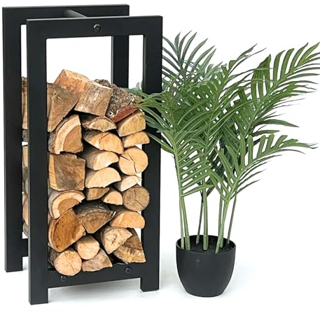 DanDiBo 96467 Étagère pour bois de cheminée en métal Noir