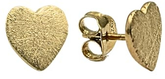 Ohrstecker Herz 925 Silber, Gold & Roségold, 9 mm eismatt | handgefertigt in Deutschland, nickelfrei & hautfreundlich, eismatte Oberfläche, ideal fürs 2. Ohrloch, Geschenk