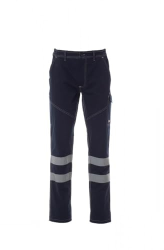PAYPER Worker Summer Reflex Pantaloni Unisex Estivi con Bande Riflettenti in Cotone, Colore: Blu Navy, Taglia: XL