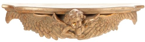 Barocke Wandkonsole „Marie Antoinette“ – Handbemalte Hängekonsole mit Engelskopf & Gold-Glitzer, Ablage 45×12 cm lup133 Palazzo Exklusiv