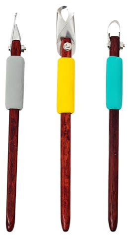 SWTHM 3 raspadores de escultura de arcilla, cortador de cinta de madera, herramienta de arcilla seca al aire con mango antideslizante, juego de herramientas de escultura de cerámica para textura