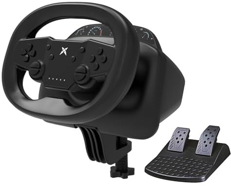NBCP Wireless Racing Wheel with Pedal – Steering Wheel for Switch, PS4/PS3, PC, iOS, Android – 270° Rotation, Dual Vibration, Bluetooth 5.0, Race Game Controller, As a Gift for Children