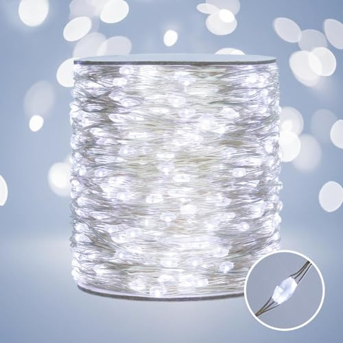 50M 500 LED Fairy Lights Plug in Cool White Silver Christmas String Lights | Remote 8 Modes Dimmable Twinkle Lights for Bedroom Garden Party Living Room Patio Porch Christmas Tree Wedding Birthday Decor