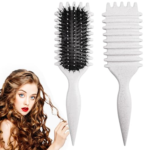 Lockige Haarbürste, Lockendefinierungsbürste,Haarbürste zum Kämmen und Formen, reduziert Ziehen und Locken Trennung für definierte Locken (cremefarben)