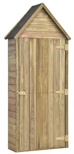 Willood Garten-Geräteschuppen Kiefernholz Imprägniert mit Tür 4 Ablageflächen Gartenschrank Geräteschrank Gerätehaus Gartenhaus Kiefer Imprägniert 69,5x32x178 cm