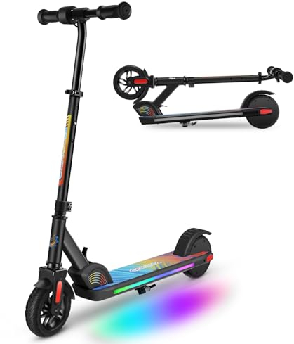 Caroma E Scooter Kinder von 8-14 Jahren, Max 17Km/h, 150W Motor, Faltbarer Elektro Scooter Kinder, Einstellbare Geschwindigkeit & Höhe, LED Display, Geschenk für Kinder und Jugendliche(Schwarz)