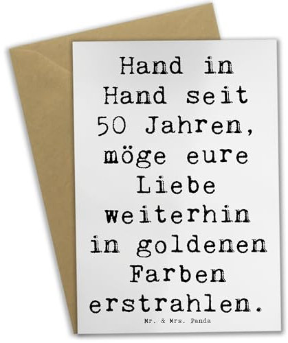 Mr. & Mrs. Panda Grußkarte Spruch 50. Hochzeitstag Goldene Hochzeit - Geschenk, Geschenke, Partnerschaft, hochzeitskarten, osterkarte, Heiraten, ewige Liebe, Heirat, weihnachtskarten, einladungskarten