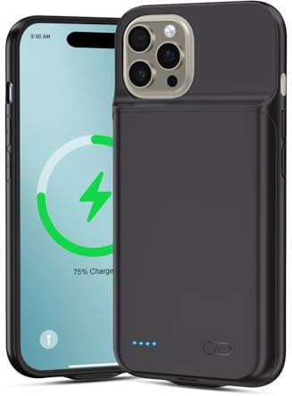 Wavypo 7000 mAh Akkuhülle für iPhone 16 Pro, schlankes schützendes erweitertes Ladegerät, Schwarz