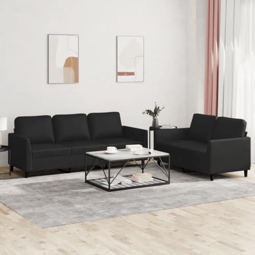 Xichuzi 2-TLG. Sofagarnitur mit Kissen Schwarz Kunstleder, Sofas & Couches, Sofa Wohnzimmer, Sofa Für Jugendzimmer, Relaxsofa, Sofa Für Schlafzimmer, Polstersofa - 3201760