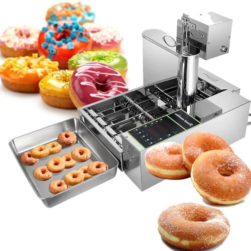MIAOMI Commercial Donut Fryer, Automatic Donut Maker Machine 4 Rows, Stainless Steel Doughnut Maker Donut Snack Machine, 6L Hopper Donut Machine