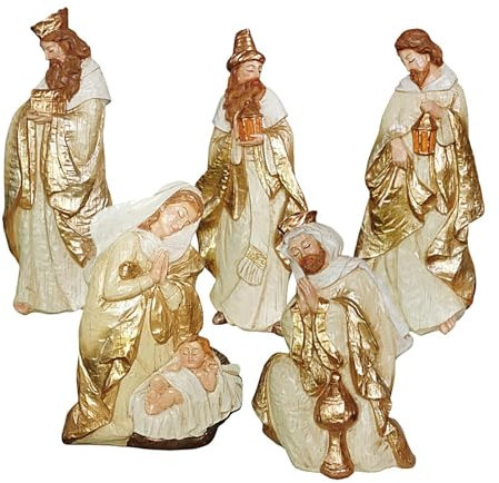 Juego de Figuras para Belén Navideño, Figuras de Belen de Resina, Nacimiento Belen Navidad Tradicional, Figuras Belen Navidad, Belen Sagrada Familia para Decoración del Hogar Oficina Escuela Iglesia