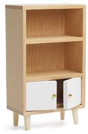 Odoria Puppenhaus Bücherregal Miniatur Regal: 1/12 Maßstab Standregal für Modern Büro Wohnzimmer - Mini Nachttisch Schlafzimmer Skandinavisch Möbel Holz