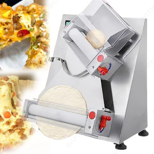 370W Automatic Commercial Dough Press Machine, Pizza diameter 10-30cm (3-12 inches), Electric Stainless Steel Pizza Dough Roller, Pizza Thickness 1-5.5mm, for Rolling of Pizza and Various Dough Cake