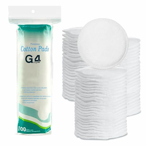 G4GADGET Wattepads für das Gesicht, 100% reine Baumwolle, weiche und saugfähige Make-up-Entferner-Pads, hypoallergen, sanft zu empfindlicher Haut, ideal für Schönheits- und Babypflege, 100 Stück