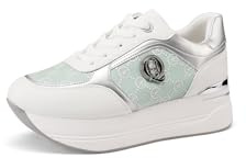 QUEEN HELENA Platform Sneakers Kilklack Sneakers Casual Kvinnor X32-20, X32 19 Vit E Silver, 41 EU