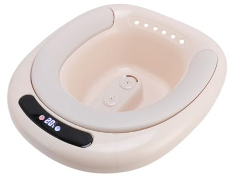 Elektrisches Sitzbad, Hüftbadschale, Bidet -Waschbecken für Hämorrhoiden, Postpartale Pflege und Analreinigung mit Pu -Kissen, Einknopfspülung, Echtzeit -Temperaturmessung, Passt