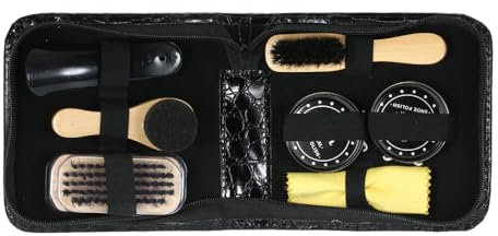 8PCS Shoe Shine Care Kit Black and Neutral Polish Brushes for Boots Shoes Sneakers Style 2