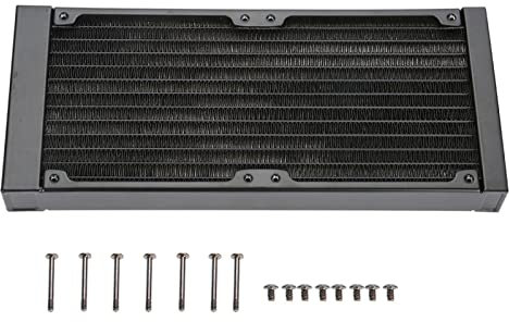 Wasserkühlungsradiator, 12 Rohre Computer-Wärmetauscher G1/4 Wasserabscheider Aluminium-Flüssigkeitskühlungsradiator Kühlkörper PC-Kühlerrohr mit Schrauben (240 mm)