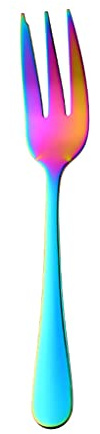 Dessert Pastry Fork Multicolor Rainbow Stainless Steel Cake Notched Small Fork