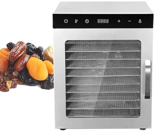 Liofilizzatore commerciale da 1000 W, essiccatore alimentare a 10/12 strati, temporizzazione: 0-24 ore, temperatura: 30-89 °C, essiccatore elettrico per frutta e verdura, carne e pesce, 10 strati