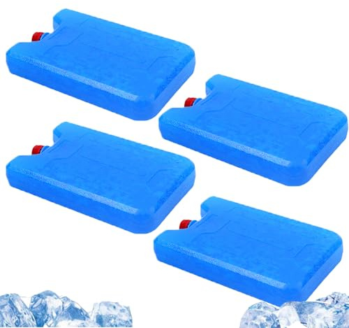 Dayysiuy 4 Pack Kühlakkus Für Kühltasche, 600ml Kühlakku Für Kühltasche Klein, Dünne Kühlakkus Für Kühlbox, Eiskristallbox, Platzsparende Gefrierpackungen, Für Picknicks Camping Outdoor