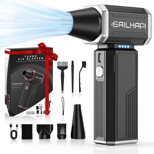 SAILHAPI Powerful Air Duster 300000RPM, Handheld Office Duster Blower Replaced Can of Air, Rechargeable Durable Fan Cleaner for PC Gamers, Barber, Laptop & Snow Removal, Birthday Gifts