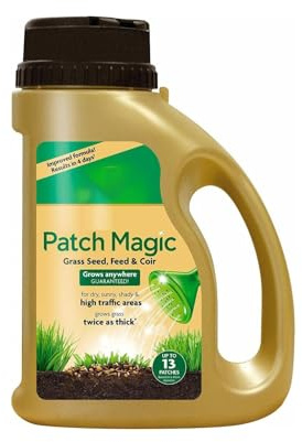 HOCHSTE® Patch Magic, Rapid Root Development, Strong Growth, Long-Lasting Coverage, Easy To Apply, DIY Gardeners, Lawn Patch Repair, All-In-One Grass Seed, Feed, Coir