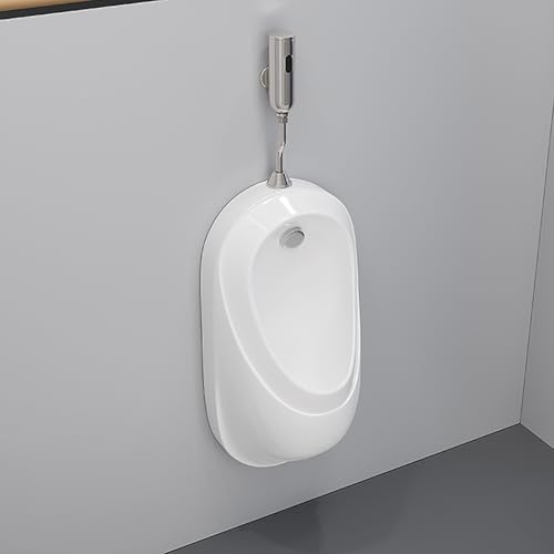 Wall Mounted Urinal Trough for Men - Intelligent Sensor Flushing, Spill Proof Porcelain Toilet for Bathroom