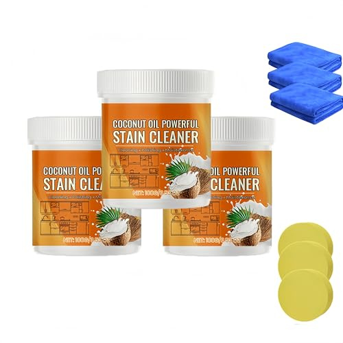 Pasta detergente e lucidante per cucina all'olio di cocco, detergente multiuso all'olio di cocco, detergente per pentole in acciaio inox, per pentole e padelle più pulite (3Pezzo)
