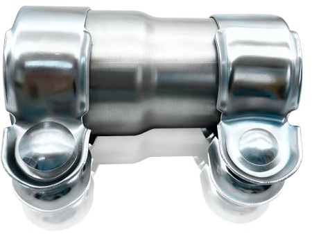 Exhaust Clamp Pipe Connector, 45mm to 51mm Stainless Steel Exhaust Coupler Lap Joint Band Clamp Adjustable Exhausted Sleeve Reducer Pipe Sleeve Repair Fit Most Models