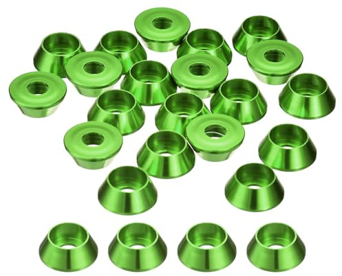 QUARKZMAN Arandelas Cónicas M5 Cabeza Avellanada 20 Pcs Juntas De Aluminio Anodizado Arandela Cabeza Cónica Junta Arandela Avellanada Cónica Para Piezas Mecánicas Verde