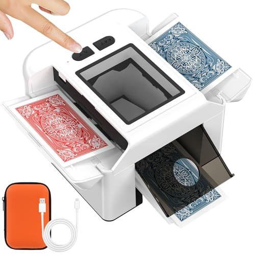 Melangeur de Carte Électronique - Mélangeur de Carte Automatique avec Batterie 2000mAh Rechargeable, Mode Auto et Manuel, Trieur de Cartes à Jouer Automatique pour 1-2 Jeux, UNO, Poker, Blackjack