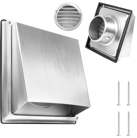 KOVSGQ Ventilationsgaller 150 mm ventilationsgaller i rostfritt stål väderskyddsgaller med insektsnät för yttervägg rör köksfläkt skorsten