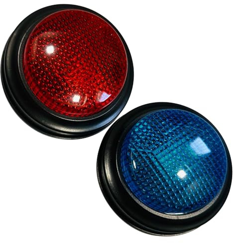 DECHOUS Pulsadores para Concursos de Televisión 2 Unidades Rojo y Azul Pulsador de Mano Interactivo con Sonido y Luz para Juegos Infantiles Sistema de Respuesta para Actividades