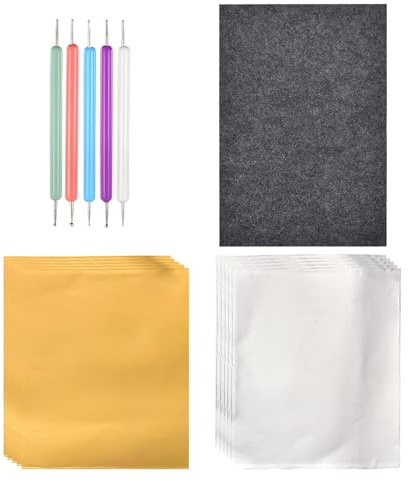 Kit de Repujado de Aluminio,Para Todas Las Edades Incluye Base De Fieltro | Herramientas de Repujado para Principiantes | Para Proyectos Escolares Manualidades Navideñas Tarjetas