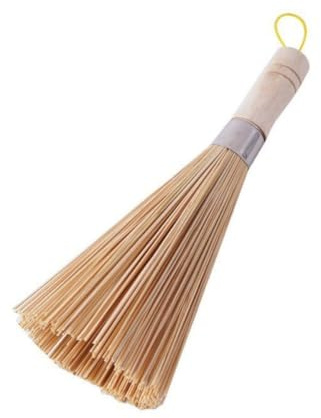 NiuLumea Long Handle Kitchen Pot Brush Deep Pots and Woks, Natural Material Scrubber Gentle Yet Effective Cleaning, 30 cm, Khaki