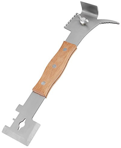 Generic Outil de Ruche D'apiculteur Multifonctionnel en Acier Inoxydable pour un équipement Apicole Efficace 27 Cm Manche en Bois avec Arrache-clou pour Boîtes et Cadres D'abeilles
