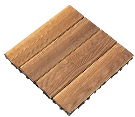 Lot de 36 dalles en bois - 30 x 30 cm - Système de clic - Acacia - Revêtement de sol antidérapant et résistant aux intempéries - Pour jardin, terrasse et balcon - Marron - 3,34 m²