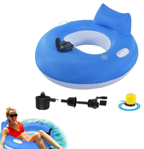 Inflatable Water Lounge Chair,Electric Pool Float Motorized Pool Lounge Chair For Adults,Portable Outdoor Pools Folding Backrest,For River Lake Beach During Summer Women Men
