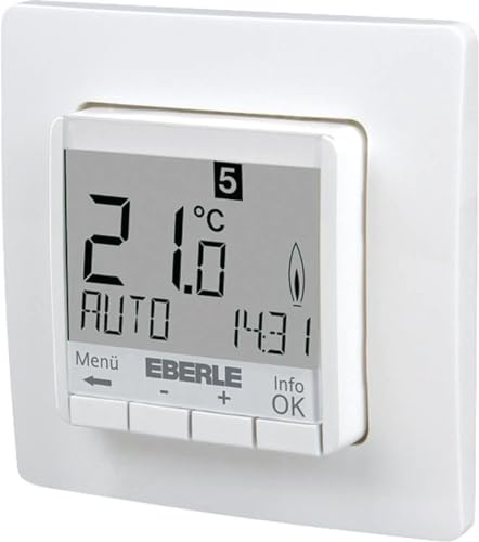 Eberle Unterputz Uhrenthermostat digital FIT 3R / blau (Regelung Warmwasserfußbodenheizung, große Anzeige, Hintergrundbeleuchtung blau, AC 230V, 1S, 10 A)