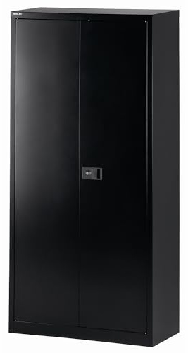 BISLEY Flügeltürenschrank Universal, Garderobeneinsatz, Metall, 633 Schwarz, 40 x 91.4 x 195 cm | HxBxT 1950 x 914 x 400 mm, mit Garderobeneinsatz, schwarz