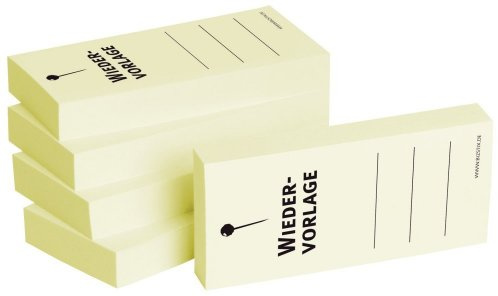 Bedruckte Haftnotizen - Text: Wiedervorlage Ausführung Wiedervorlage Größe (B x H) 75 x 35 mm Inhalt 5 x 100 Blatt