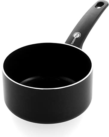 GreenPan kastrull, non-stick keramisk köksredskap, alla hällar + induktion, ugn- och diskmaskinsäker - Ø 16 cm / 1.6L, svart