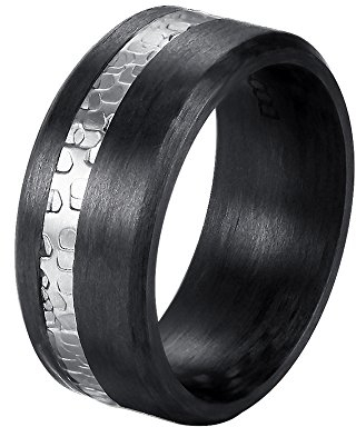 DOOSTI Carbon Ring/Partnerring Carbon mit Edelstahl
