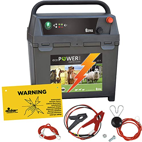 Eider Weidezaungerät ecoPOWER 1000-12 Volt - mit praktischen Akkufach - Tiefentladeschutz - zum Hüten von Nutztieren und Pferden