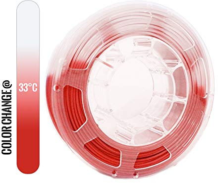 TOPZEAL 3D Drucker Filament PLA 1,75mm Farbe ändern durch Temperatur, Maßgenauigkeit +/- 0,05 mm, 1KG Spule für 3D Drucker und 3D Stift (rote bis weiß)