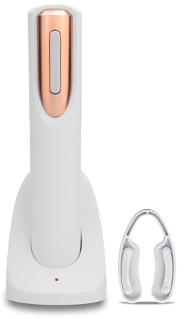Rechargeable Electric Wine Bottle Opener - Charging Base and Foil Cutter Included with Automatic Wine Opener - Electric Corkscrew for Easy Cork Removal - Best Gift for Wine Lover (White & Rose Gold)