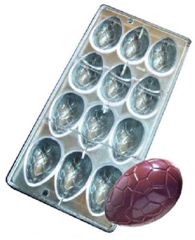 Graziano, Stampo 12 Cioccolatini Ovetto Rigato 13.5x27.5x2.5cm - Cioccolatino 5.7x3.5x2.3cm, Per Pasqua