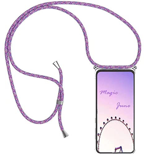 HongMan Handykette Handyhülle für Samsung Galaxy S10 Plus mit Band | Transparent Handy-Kette Handy Hülle mit Kordel zum Umhängen Handyanhänger Halsband Lanyard Case - Lila